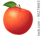 帶葉子的紅蘋果 90274663