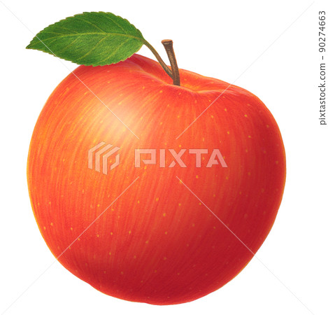 帶葉子的紅蘋果 90274663