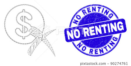 Blue Scratched No Renting Seal and Web Mesh... - Stock Illustration ...