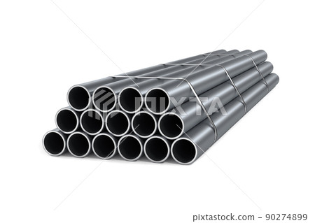 Stack of round pipes isolated on white background 90274899