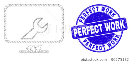 Blue Grunge Perfect Work Stamp Seal and Web Carcass Computer Settings Wrench 90275182