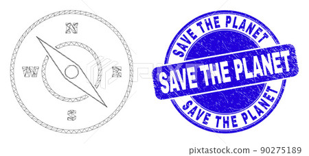 Blue Scratched Save the Planet Stamp and Web Carcass Compass Blue Scratched Save the Planet Stamp and Web Carcass Compass 90275189