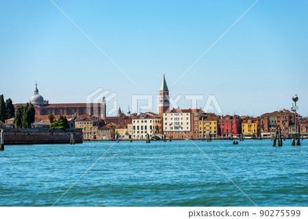 Venice Cityscape from the Lagoon Veneto Italy - Bell Tower of San Marco 90275599