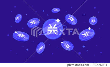 Stacks (STX) coins falling from the sky. STX cryptocurrency concept banner background. 90276091