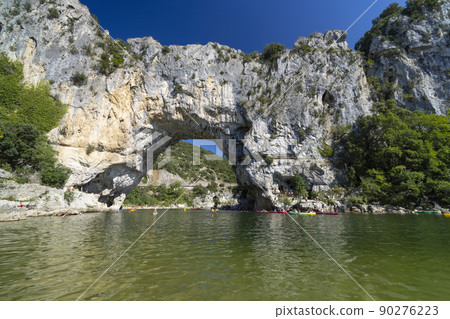 Pont d'Arc, stone arch over Ardeche river, Auvergne-Rhone-Alpes, France Pont d'Arc, stone arch over Ardeche river, Auvergne-Rhone-Alpes, France 90276223