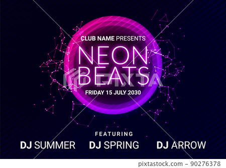 Dance music night poster background. Night club music concert DJ flyer vector design glow abstract 90276378
