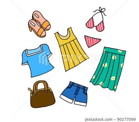 Summer ladies fashion, women's summer clothing illustrations 90277099