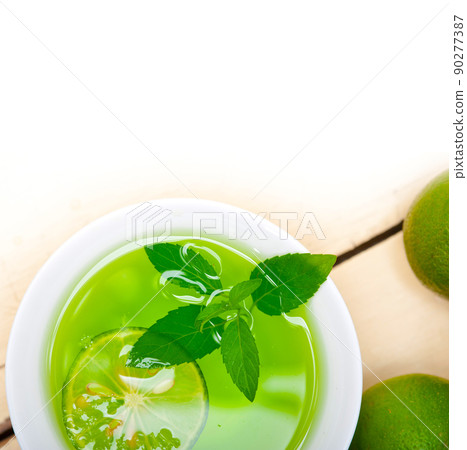 mint infusion tea tisane with lime mint infusion tea tisane with lime 90277387