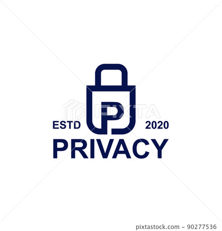 Privacy pad lock symbol with P letter initial logo design 90277536