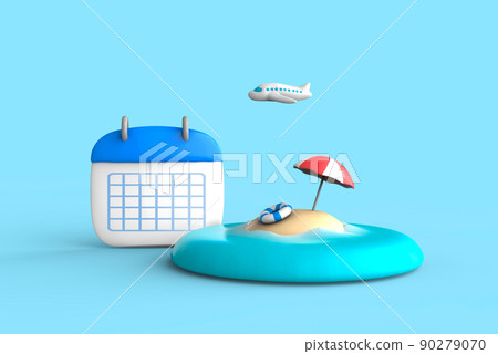 Image of summer vacation on the southern island and calendar 90279070