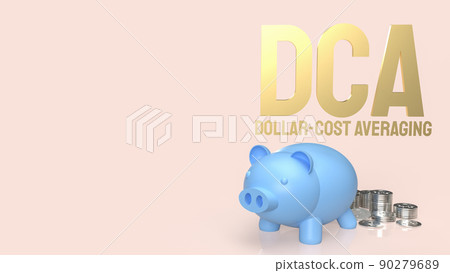 The piggy bank and coins for dca or Dollar Cost Averaging concept 3d rendering 90279689