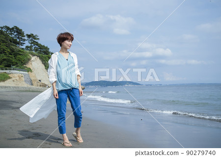 Sea picnic women outdoor sandy beach trip Sea picnic women outdoor sandy beach trip 90279740