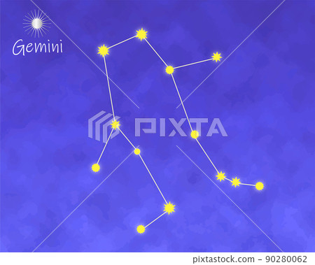 Arrangement of stars in Gemini, night sky, gentle atmosphere 90280062