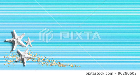 與海的形象和美麗的海星的藍色邊框 與海的形象和美麗的海星的藍色邊框 90280602