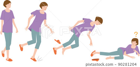 A senior woman who falls in an empty space 90281204