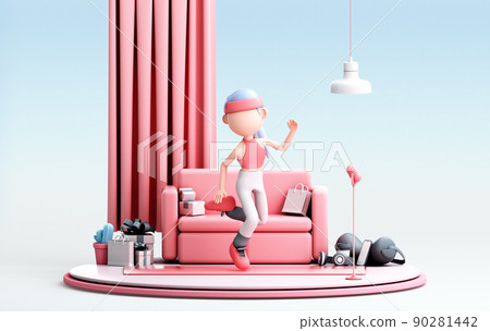 3D rendering of cute girl 3D rendering of cute girl 90281442
