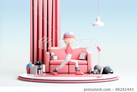 3D rendering of cute girl 3D rendering of cute girl 90281443