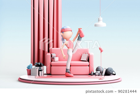 3D rendering of cute girl 3D rendering of cute girl 90281444