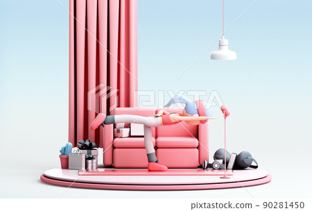 3D rendering of cute girl 3D rendering of cute girl 90281450