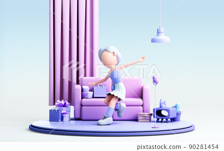3D rendering of cute girl 3D rendering of cute girl 90281454