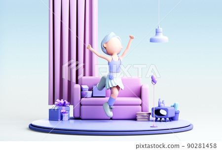 3D rendering of cute girl 3D rendering of cute girl 90281458
