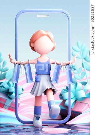 3D rendering of cute girl 3D rendering of cute girl 90281657