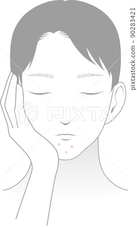 Men doing skin care, acne on the chin Men doing skin care, acne on the chin 90283421