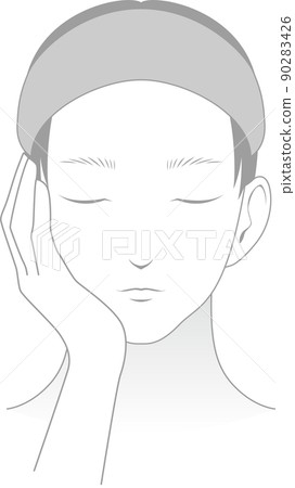 一個戴著髮帶做皮膚護理的男人 一個戴著髮帶做皮膚護理的男人 90283426