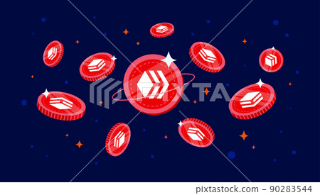 Hive coins falling from the sky. Hive cryptocurrency concept banner background. Hive coins falling from the sky. Hive cryptocurrency concept banner background. 90283544