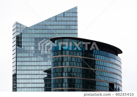 Saint-Josse, Brussels Capital Region - Belgium - Abstract lines and shapes of the top of the Rogier Tower, headquarters of Belfius bank. Saint-Josse, Brussels Capital Region - Belgium - Abstract lines and shapes of the top of the Rogier Tower, headquarters of Belfius bank. 90285410