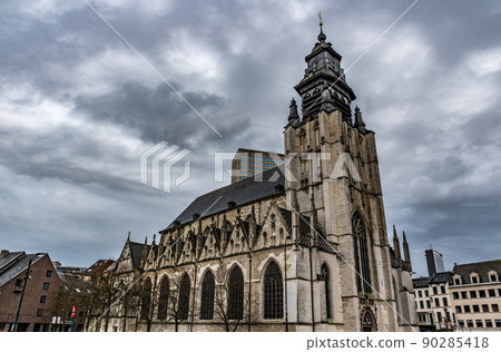 Brussels Old Town, Brussels Capital Region - Belgium - Facade of the Chapel church, a place of worship for a big Catholic community Brussels Old Town, Brussels Capital Region - Belgium - Facade of the Chapel church, a place of worship for a big Catholic community 90285418