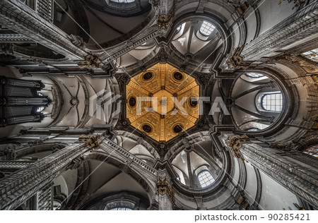 Brussels Old Town, Brussels Capital Region - Belgium - Baroque ceiling of the church of the Eglise Notre-Dame du Bon Secours de Bruxelles 90285421