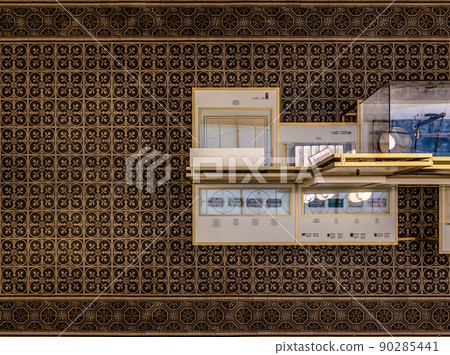 Brussels city center, Brussels Capital Region - Belgium - Abstract patterned tiles of the floor of the museum of the National Bank of Belgium 90285441