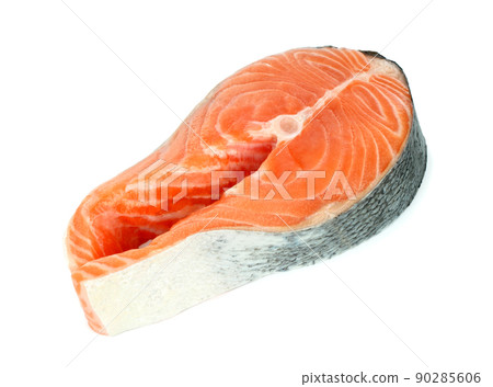 Fresh raw Salmon fish steak on white background Fresh raw Salmon fish steak on white background 90285606