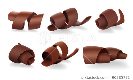 Set of Chocolate Shavings on white background, realistic vector illustration 90285751