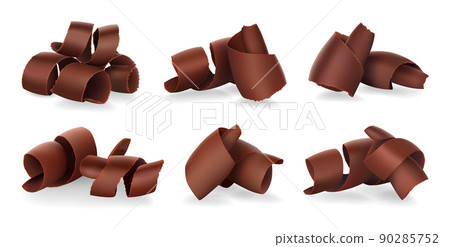 Set of Chocolate Shavings on white background, realistic vector illustration Set of Chocolate Shavings on white background, realistic vector illustration 90285752