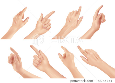 Set of Woman Hands on white background, realistic vector illustration Set of Woman Hands on white background, realistic vector illustration 90285754