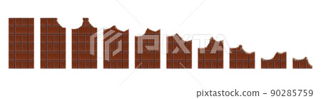 Set of Chocolate Bitten Bars on white background, realistic vector illustration Set of Chocolate Bitten Bars on white background, realistic vector illustration 90285759