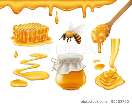 Set of Honey Products on white background, realistic vector illustration Set of Honey Products on white background, realistic vector illustration 90285760