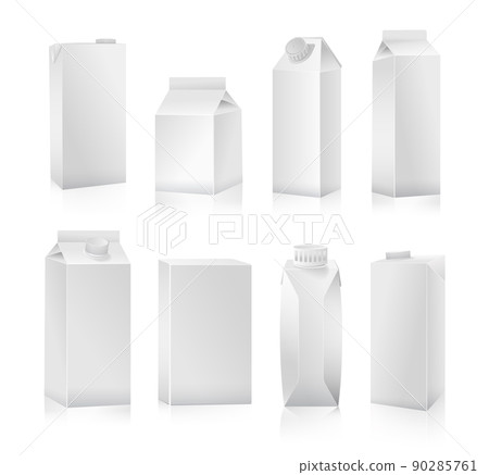 Set of White Paper Packs for milk, juice, and other Realistic vector illustration 90285761
