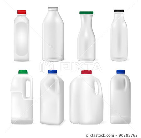 Set of Bottles for milk, juice or something else, on white background. Realistic vector illustration Set of Bottles for milk, juice or something else, on white background. Realistic vector illustration 90285762