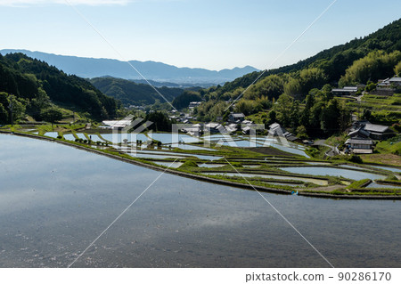 Scenery of terraced rice fields in Asuka Murakami district, Nara prefecture, where rice has been planted 90286170