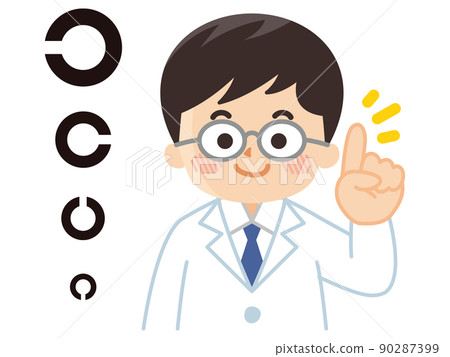 An ophthalmologist who does a vision test, a doctor, a doctor 90287399