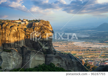 Meteora monasteries and rocks in Greece Kalambaka.  90287703