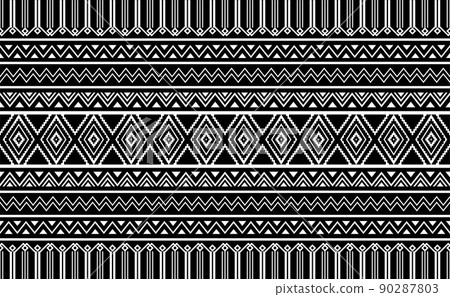 Ethnic pattern vector, Abstract seamless geometric background, Black and white fabric tribal design 90287803
