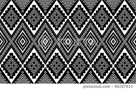 Ethnic pattern vector, Abstract geometric background, Black and white seamless fabric design 90287815