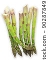 Vegetarian fresh green asparagus. vegetable on white 90287849