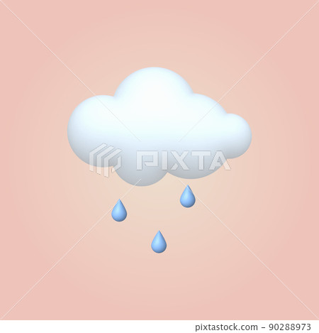 3d cartoon style weather icon cloud with rain. Vector 90288973