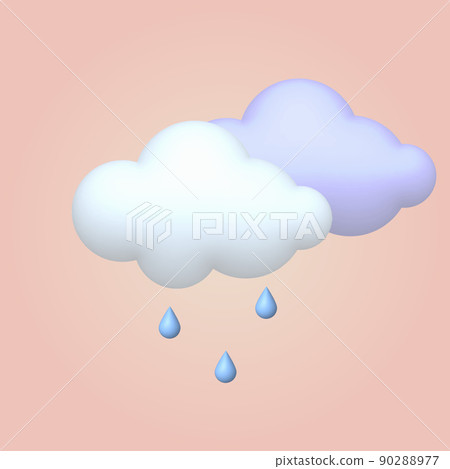 3d cartoon style weather icon cloud with rain. Vector 3d cartoon style weather icon cloud with rain. Vector 90288977