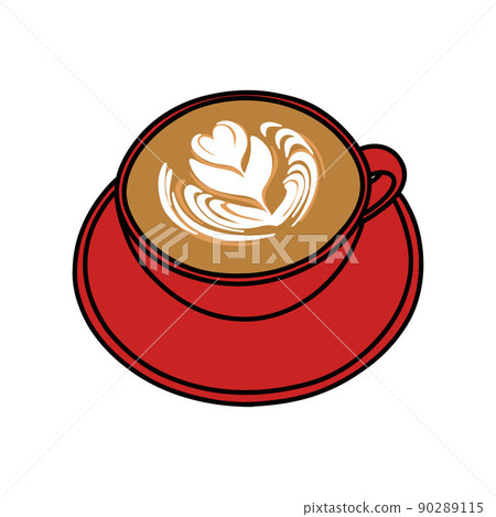 coffee latte doodle icon, vector color line illustration coffee latte doodle icon, vector color line illustration 90289115